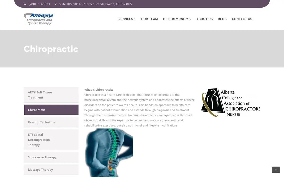 Chiropractic treatment page