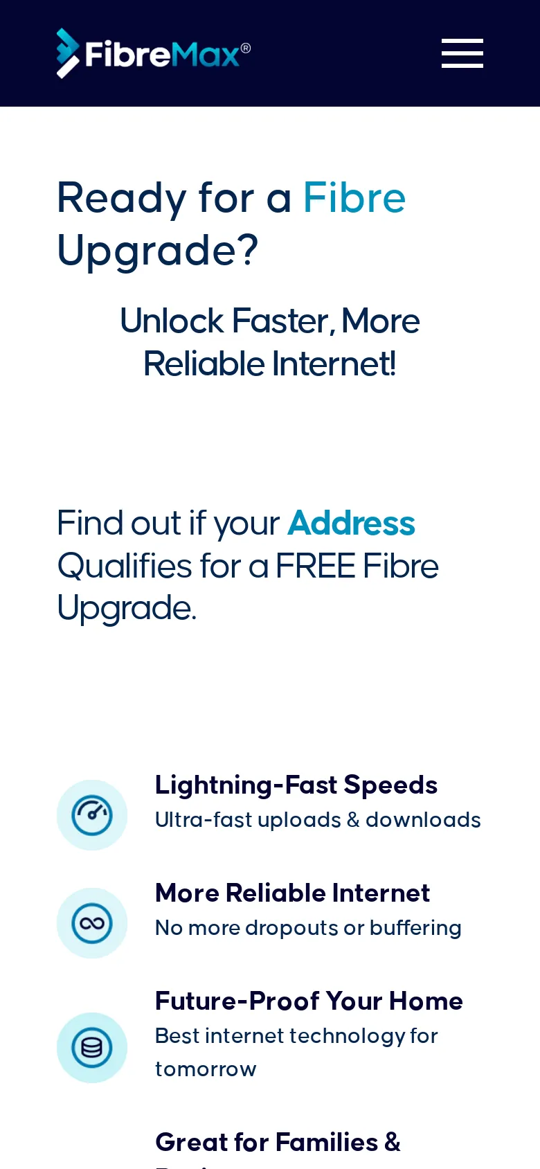 FibreMax NBN, Business Phone & AI Voice Website website on mobile