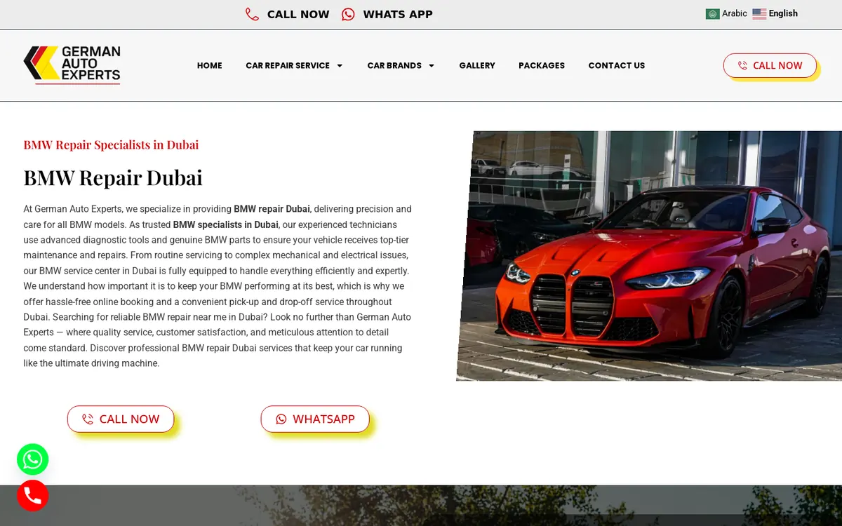 BMW repair Dubai brand landing page