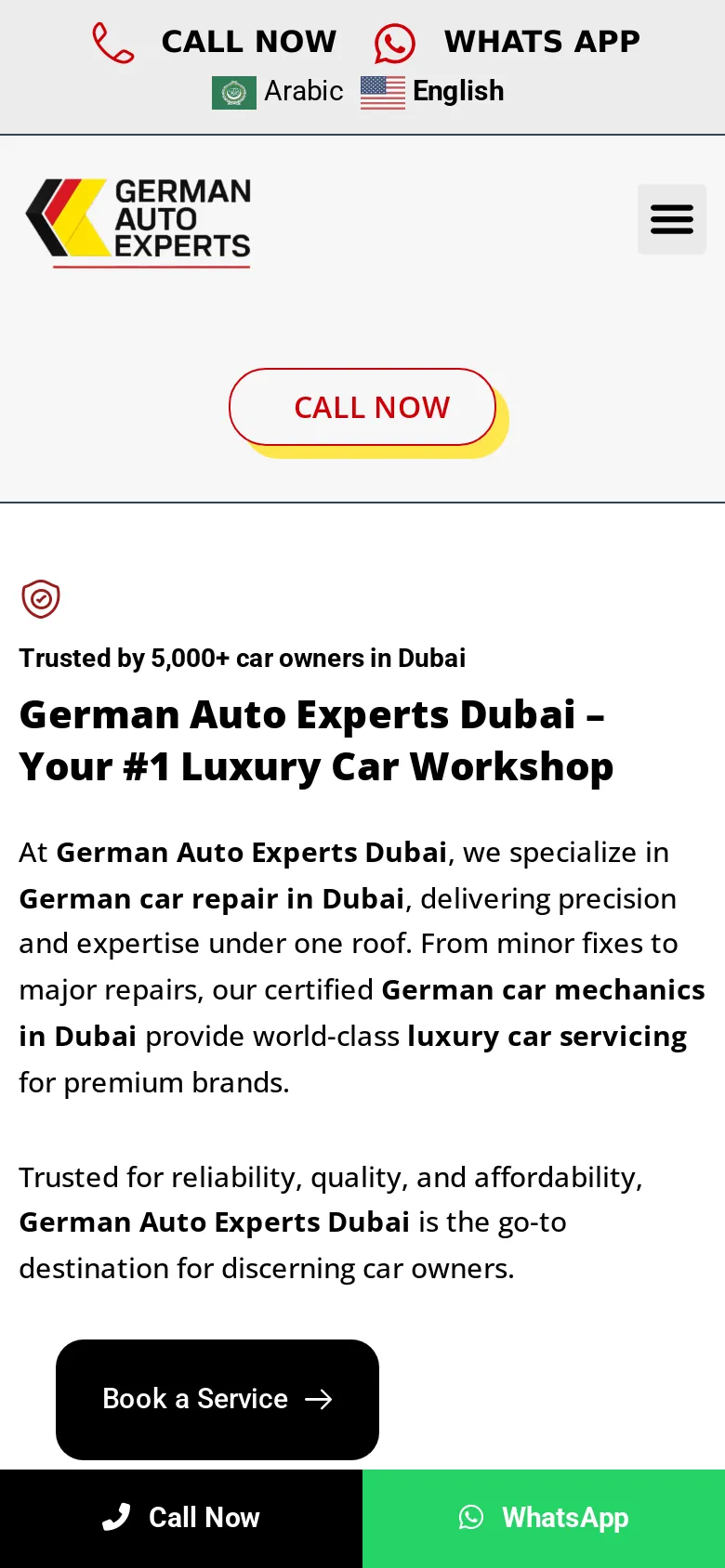 German Auto Experts Website website on mobile