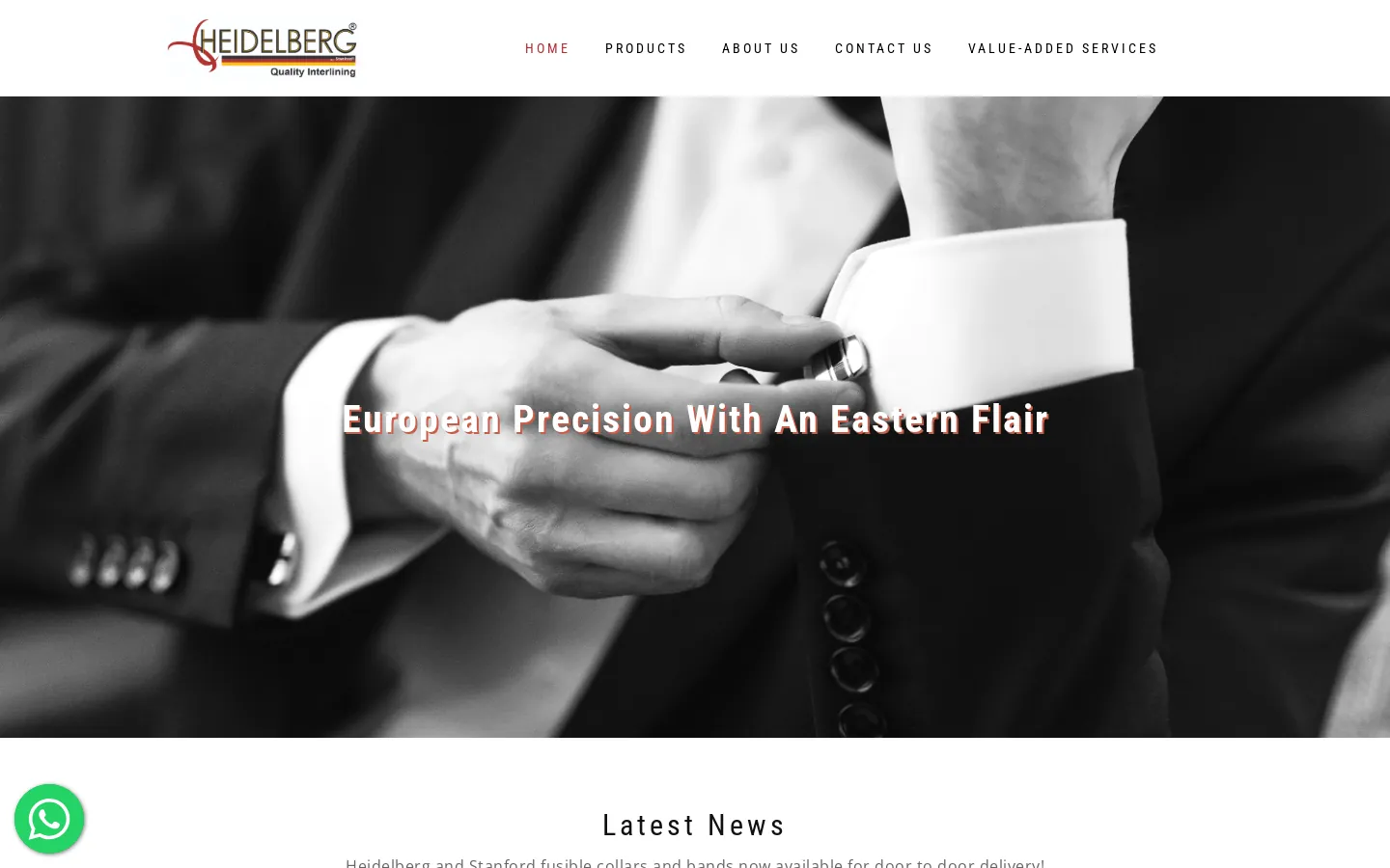Heidelberg Interlining Website website on desktop