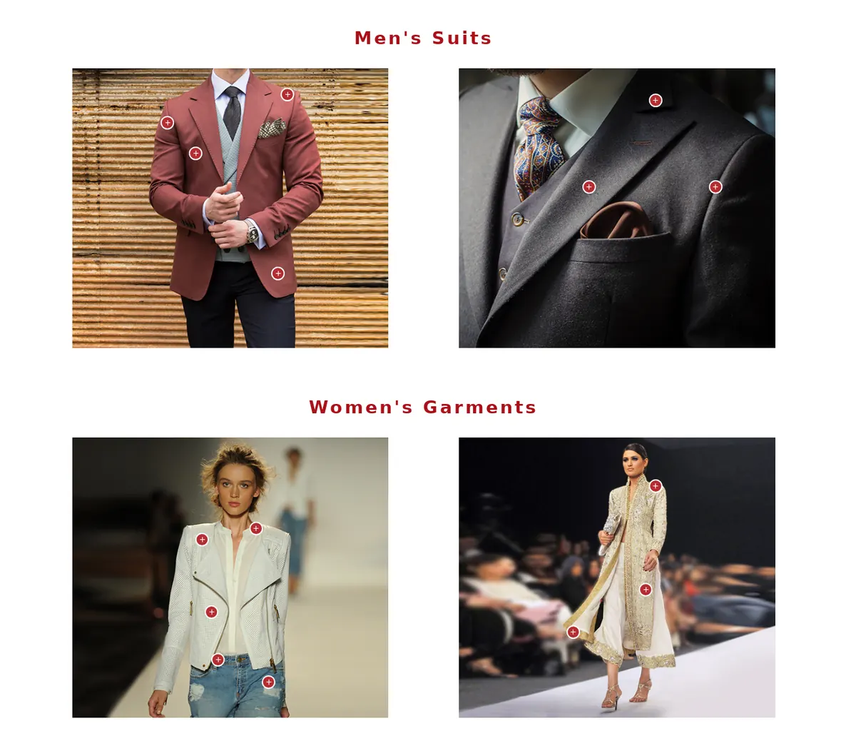 Men’s suits and women’s garments with interlining hotspots