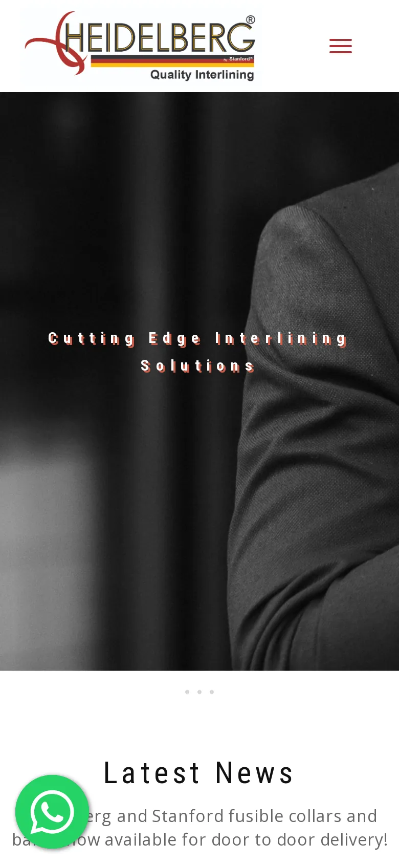 Heidelberg Interlining Website website on mobile