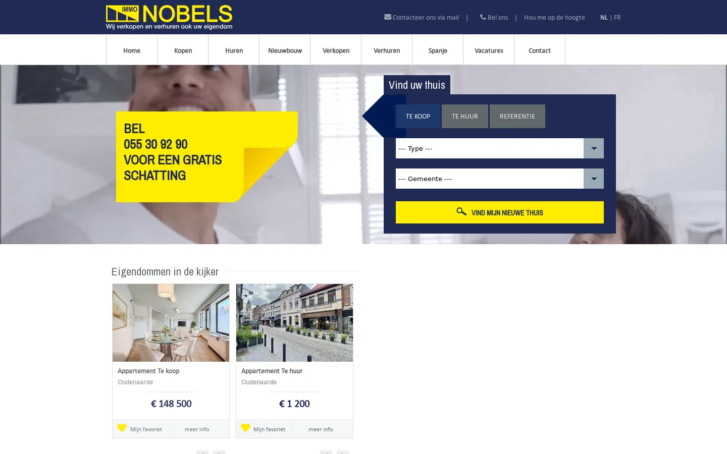 Immo Nobels Real Estate Website website on desktop