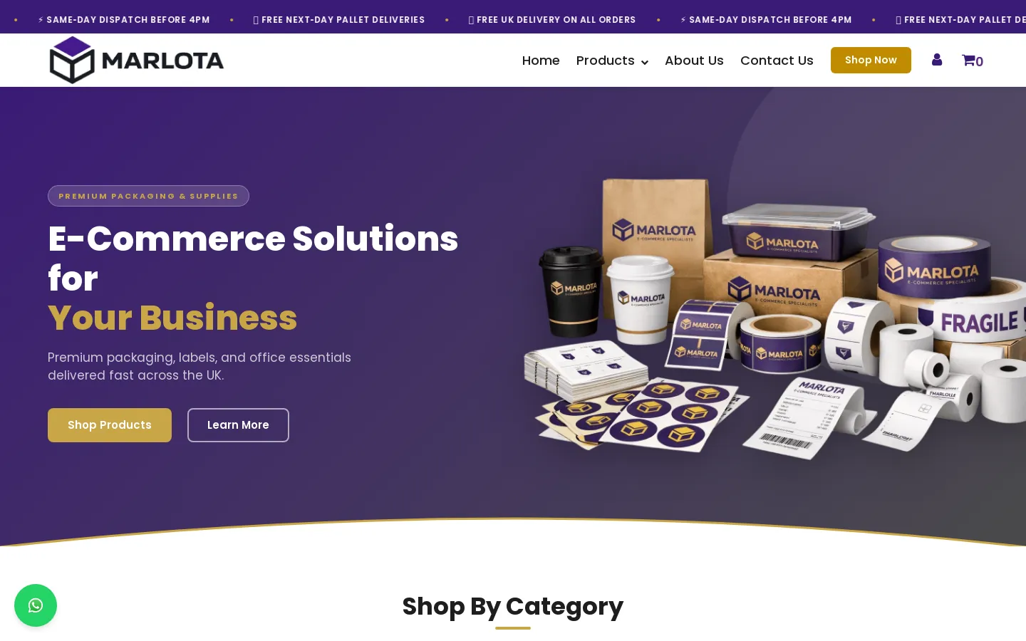 Marlota E-commerce Website website on desktop