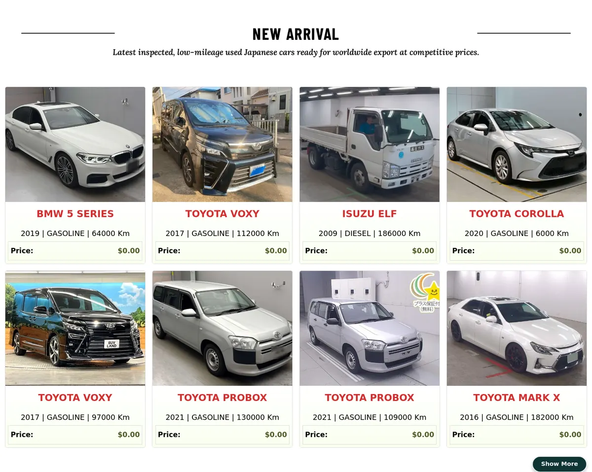 New arrivals ready for export