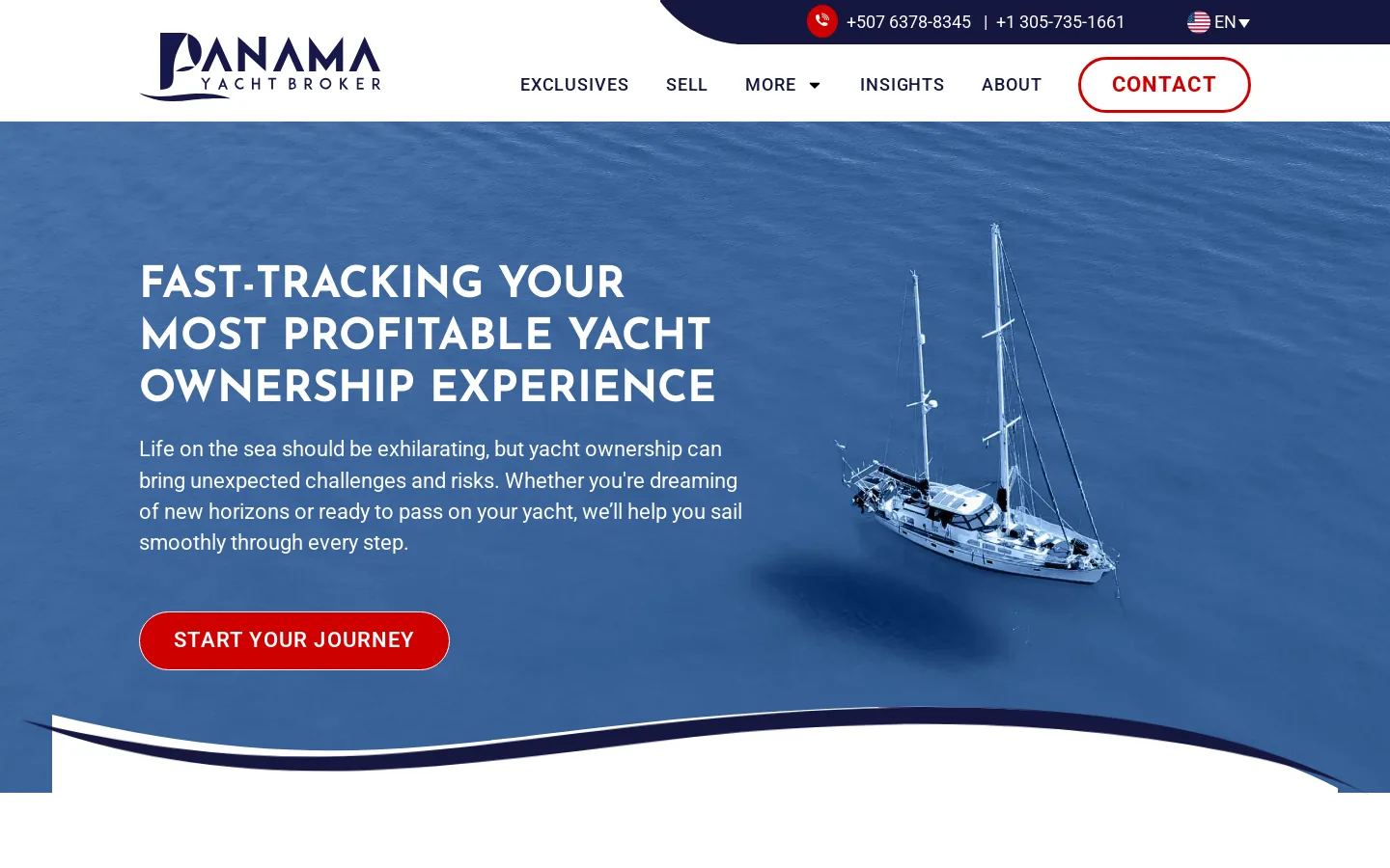 Panama Yacht Broker Website website on desktop