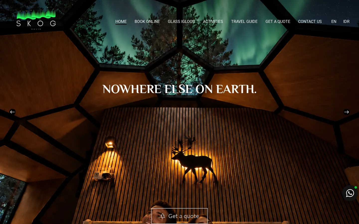 SKOG Aurora Igloos Resort Website website on desktop